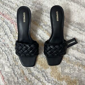Express Black Braided Slide Sandals